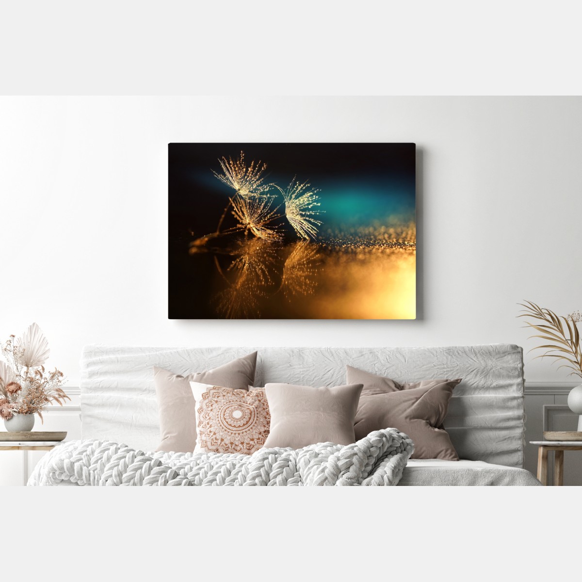 Obraz na płótnie złote odbicie dmuchawca – Wallissimo® Obraz na płótnie złote odbicie dmuchawca – Wallissimo®