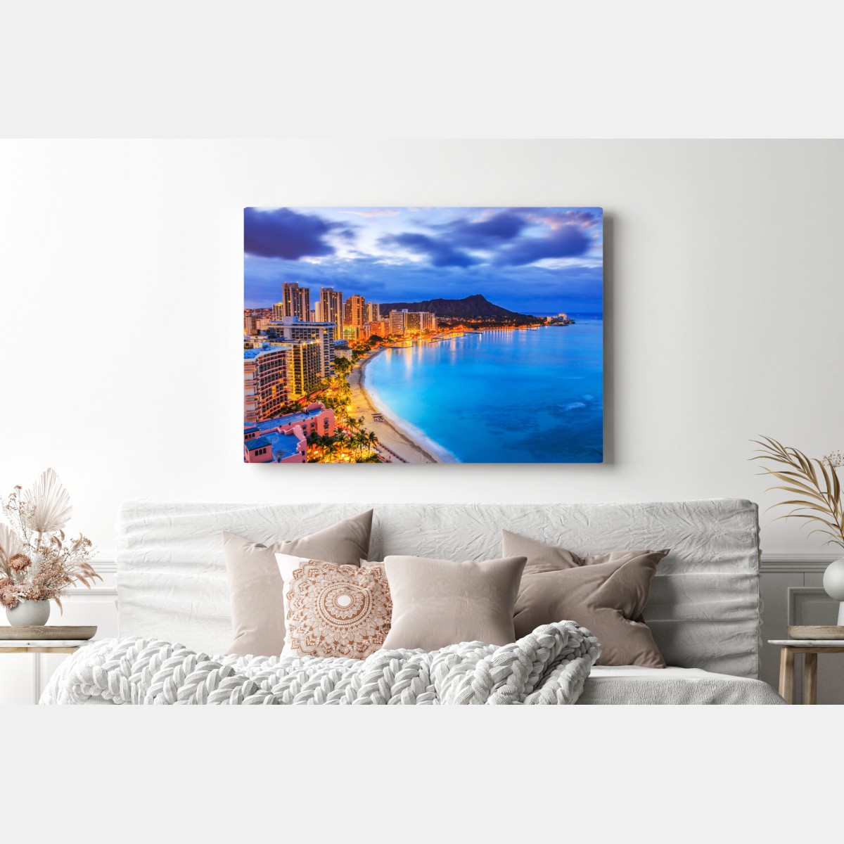 Obraz na płótnie panorama Waikiki i Diamond Head o zmierzchu – Wallissimo® Obraz na płótnie panorama Waikiki i Diamond Head o zmierzchu – Wallissimo®