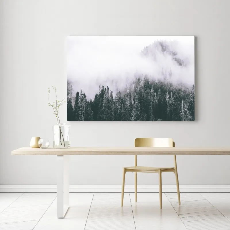 Obraz na płótnie mglisty las iglasty – Wallissimo® Obraz na płótnie mglisty las iglasty – Wallissimo®