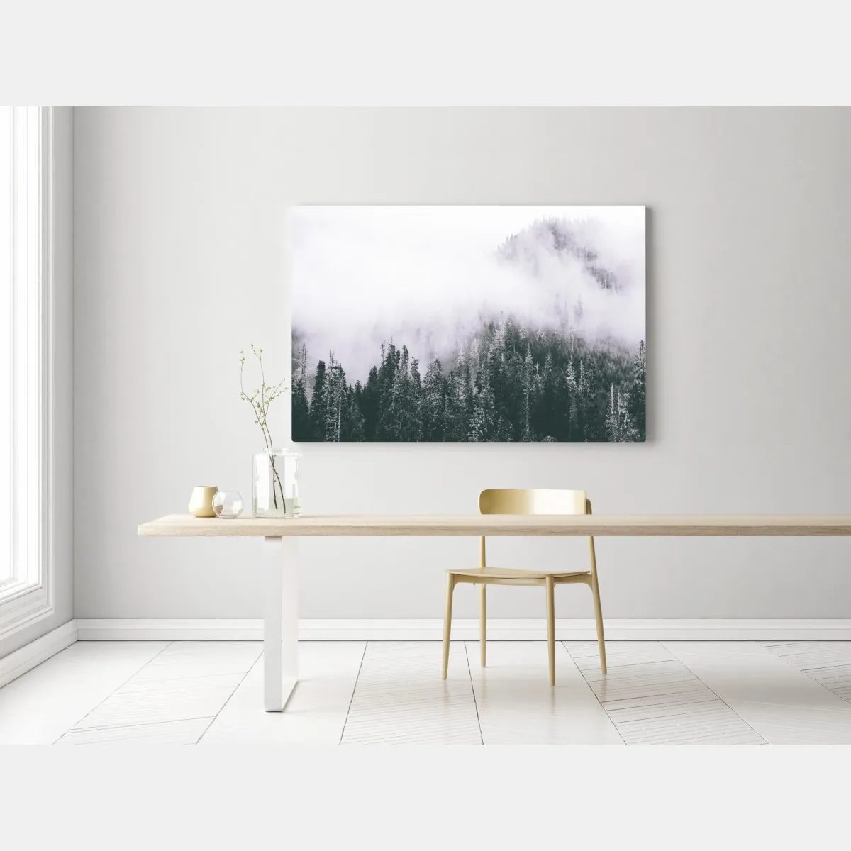 Obraz na płótnie mglisty las iglasty – Wallissimo® Obraz na płótnie mglisty las iglasty – Wallissimo®