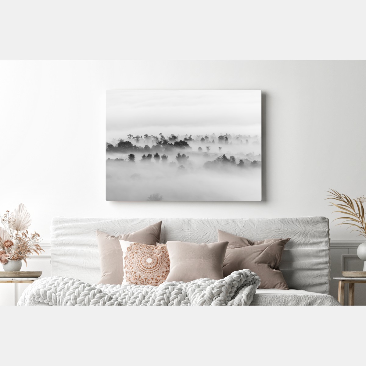 Obraz na płótnie mglisty las czarno-biały – Wallissimo® Obraz na płótnie mglisty las czarno-biały – Wallissimo®