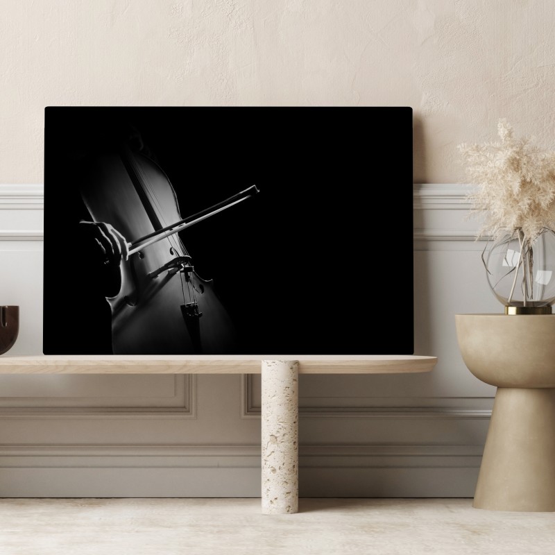 Obraz na płótnie elegancka wiolonczela czarno-biała – Wallissimo® Obraz na płótnie elegancka wiolonczela czarno-biała – Wallissimo®