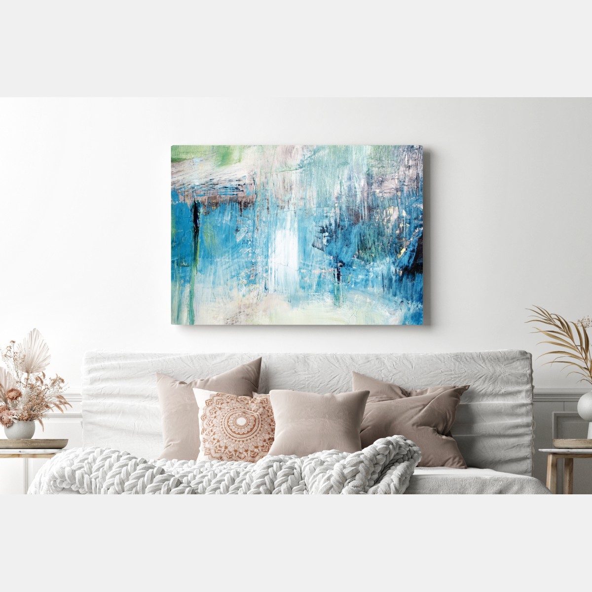 Obraz na płótnie turkusowa abstrakcyjna faktura olejna – Wallissimo® Obraz na płótnie turkusowa abstrakcyjna faktura olejna – Wallissimo®