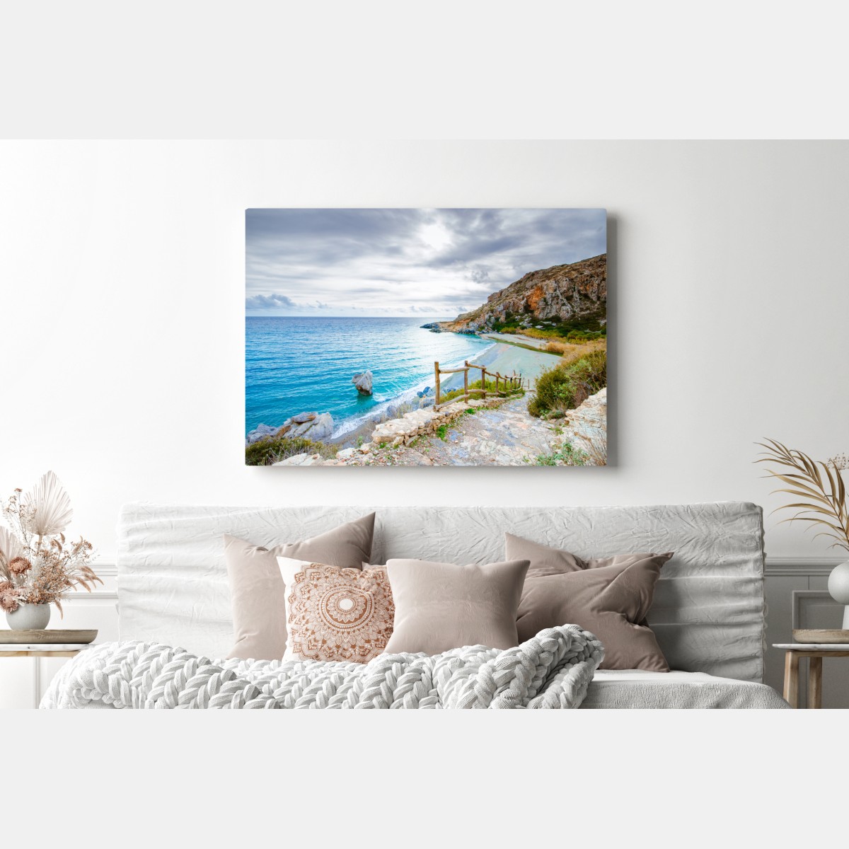 Obraz na płótnie spokojna turkusowa zatoczka z nadmorską ścieżką – Wallissimo® Obraz na płótnie spokojna turkusowa zatoczka z nadmorską ścieżką – Wallissimo®