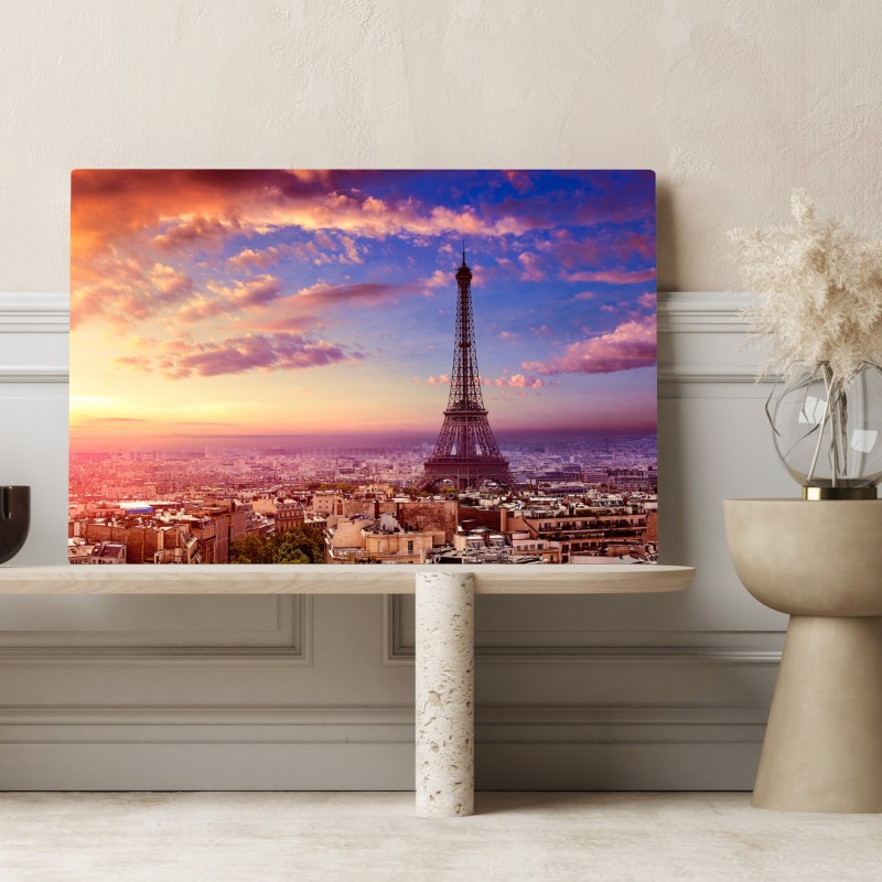 Obraz na płótnie zachód słońca nad Wieżą Eiffla – Wallissimo® Obraz na płótnie zachód słońca nad Wieżą Eiffla – Wallissimo®
