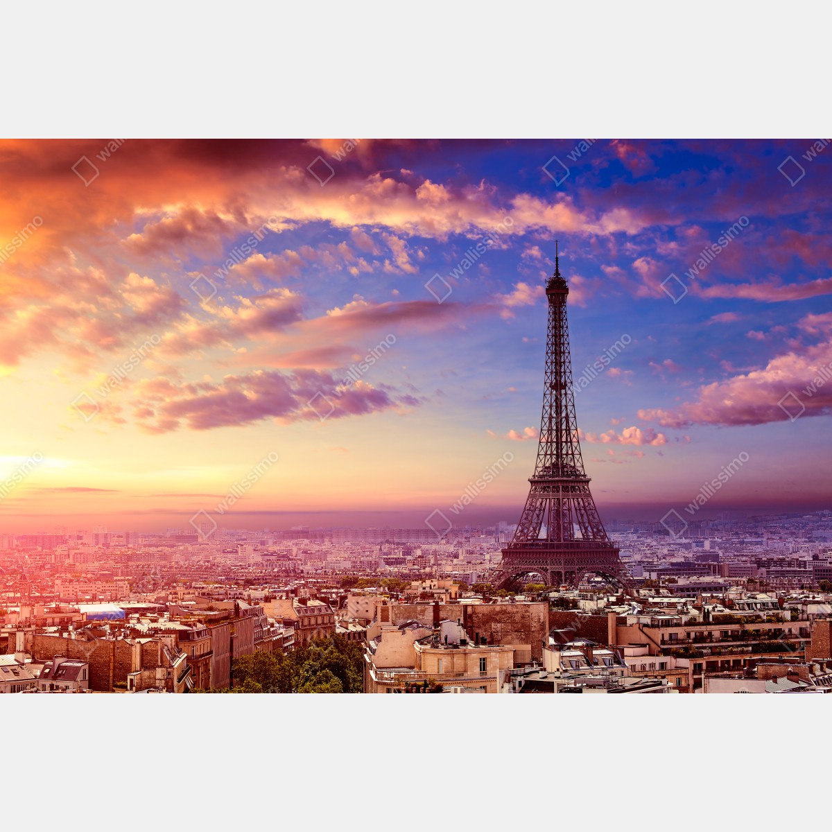 Obraz na płótnie zachód słońca nad Wieżą Eiffla – Wallissimo® Obraz na płótnie zachód słońca nad Wieżą Eiffla – Wallissimo®