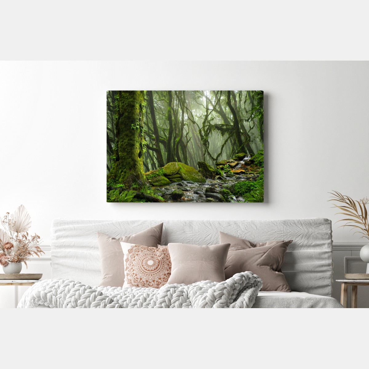 Obraz na płótnie las ze strumieniem we mgle – Wallissimo® Obraz na płótnie las ze strumieniem we mgle – Wallissimo®