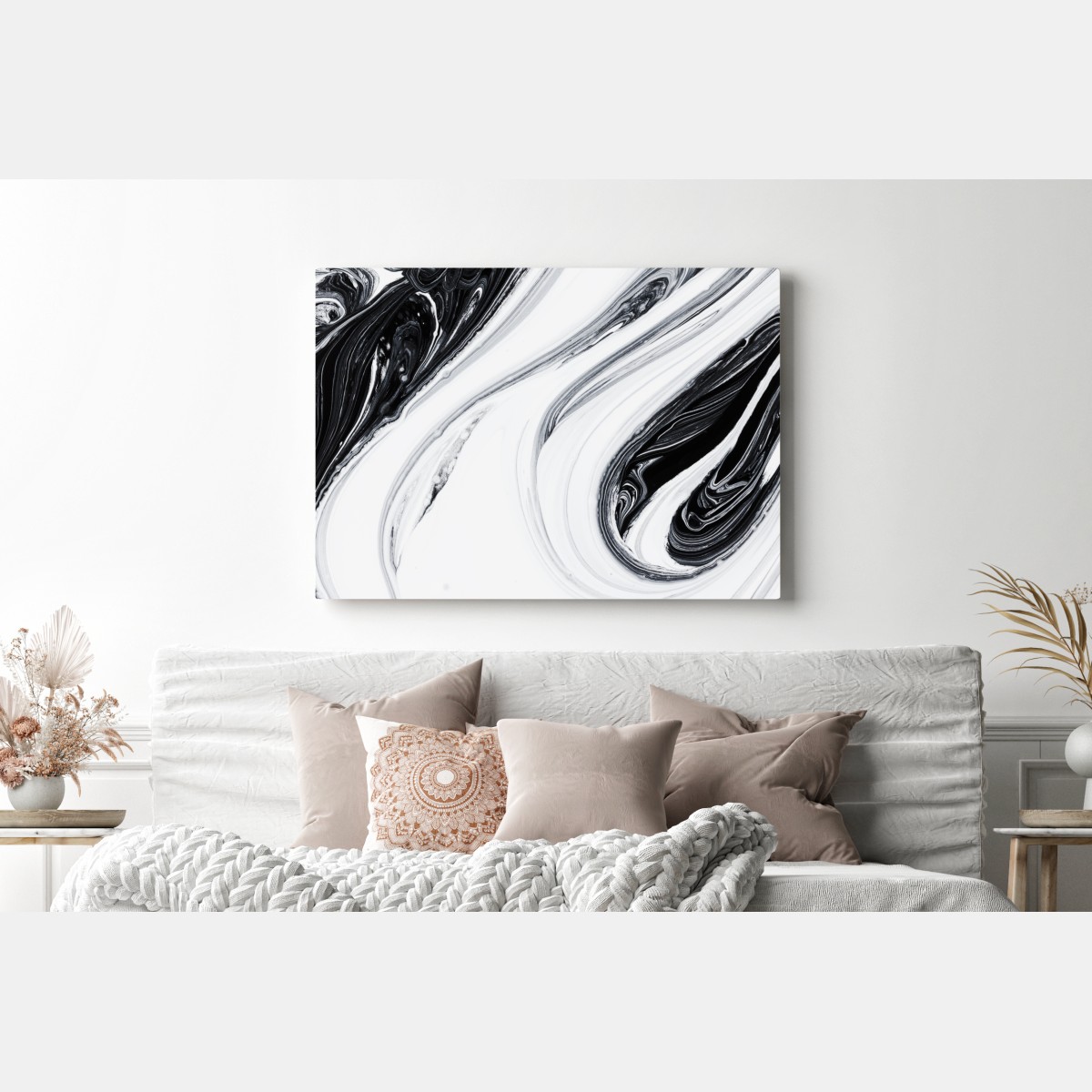 Obraz na płótnie monochromatyczne marmurowe wiry – Wallissimo® Obraz na płótnie monochromatyczne marmurowe wiry – Wallissimo®