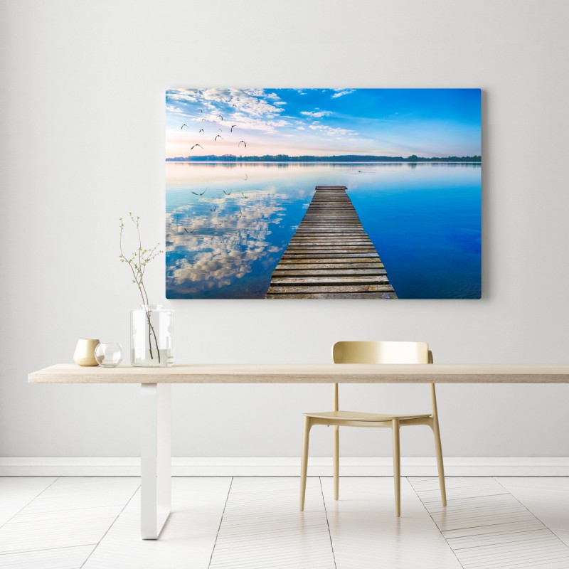 Obraz na płótnie spokojny pomost nad jeziorem Selment Wielki, Mazury
