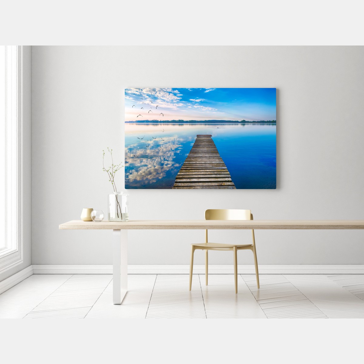 Obraz na płótnie spokojny pomost nad jeziorem Selment Wielki, Mazury – Wallissimo® Obraz na płótnie spokojny pomost nad jeziorem Selment Wielki, Mazury – Wallissimo®