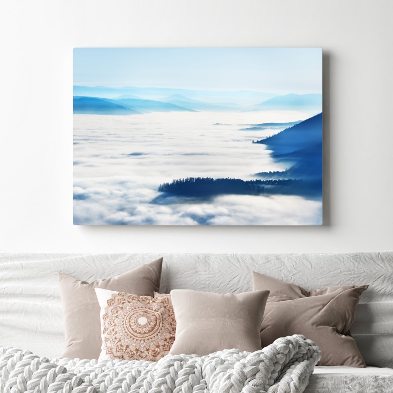Obraz na płótnie mglista panorama górska nad doliną – Wallissimo® Obraz na płótnie mglista panorama górska nad doliną – Wallissimo®