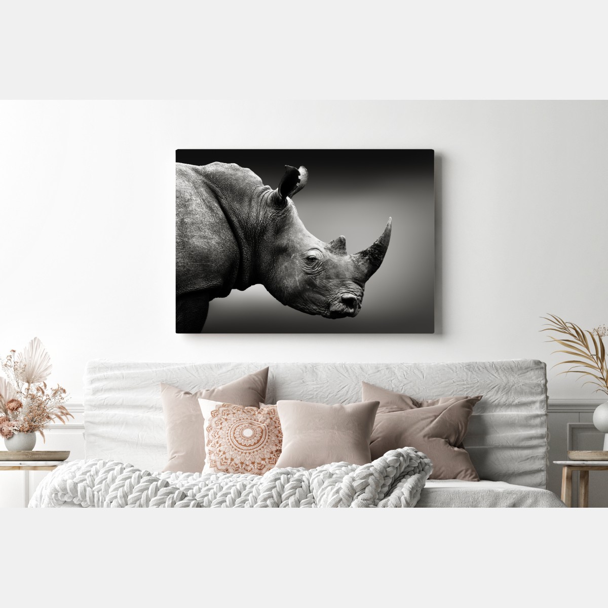 Obraz na płótnie majestatyczny portret nosorożca – Wallissimo® Obraz na płótnie majestatyczny portret nosorożca – Wallissimo®