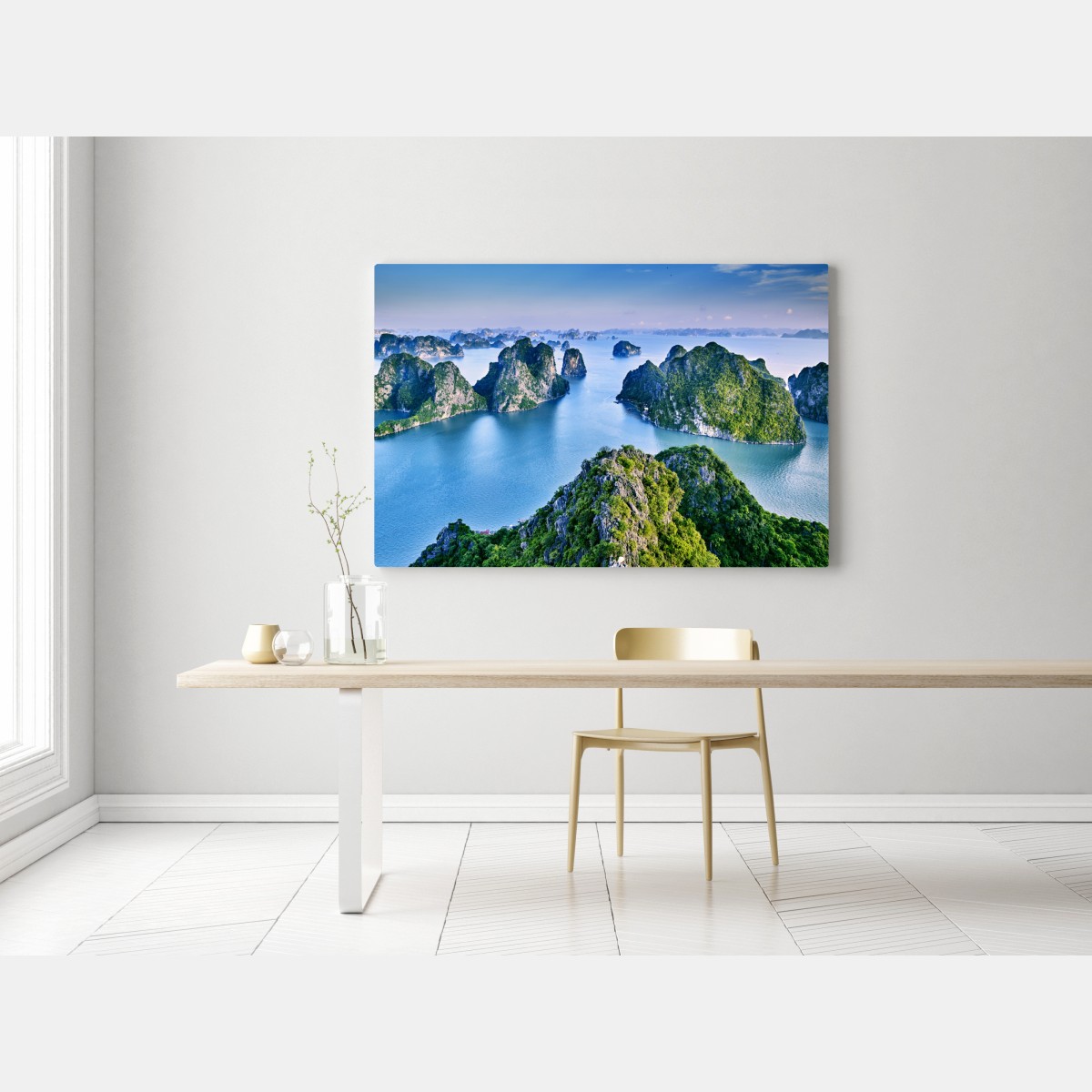 Obraz na płótnie zatoka Ha Long panorama wapiennych wysp – Wallissimo® Obraz na płótnie zatoka Ha Long panorama wapiennych wysp – Wallissimo®