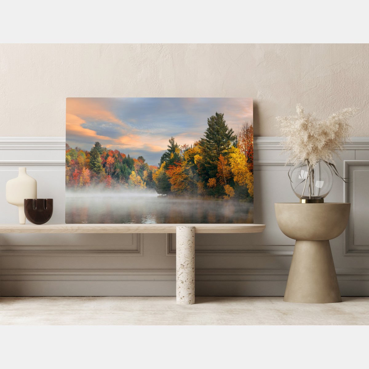Obraz na płótnie mglisty jesienny poranek w Stowe – Wallissimo® Obraz na płótnie mglisty jesienny poranek w Stowe – Wallissimo®