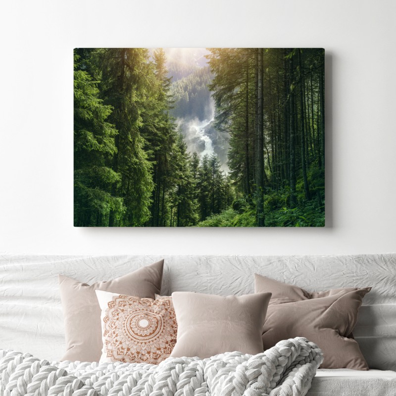 Obraz na płótnie Krimml wodospad w bujnym alpejskim lesie – Wallissimo® Obraz na płótnie Krimml wodospad w bujnym alpejskim lesie – Wallissimo®