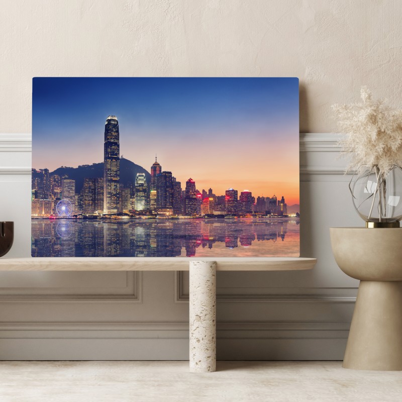 Obraz na płótnie Hongkong panorama miasta o zmierzchu – Wallissimo® Obraz na płótnie Hongkong panorama miasta o zmierzchu – Wallissimo®