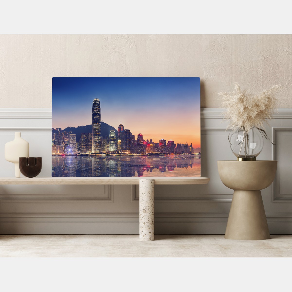 Obraz na płótnie Hongkong panorama miasta o zmierzchu – Wallissimo® Obraz na płótnie Hongkong panorama miasta o zmierzchu – Wallissimo®