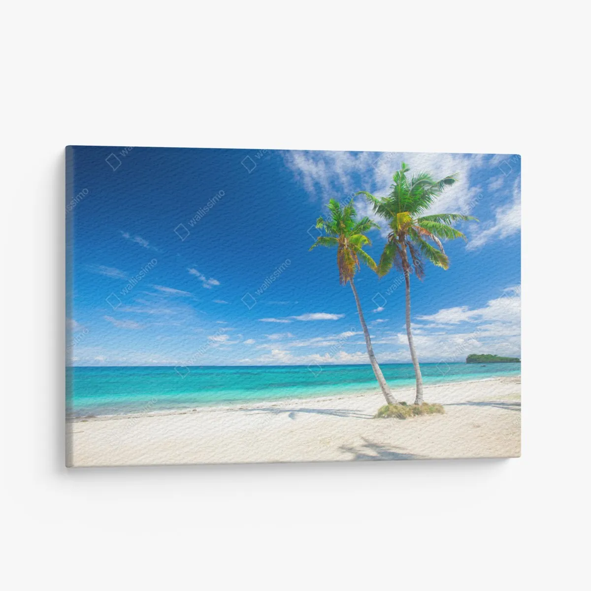 Obraz na płótnie tropikalne palmy na turkusowej plaży – Wallissimo® Obraz na płótnie tropikalne palmy na turkusowej plaży – Wallissimo®