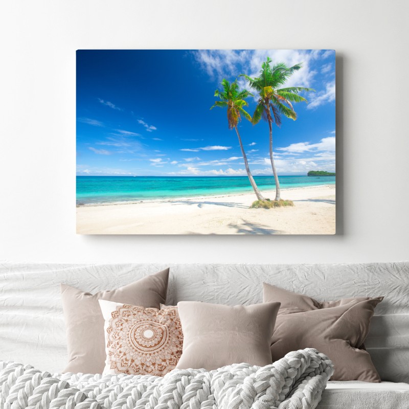 Obraz na płótnie tropikalne palmy na turkusowej plaży