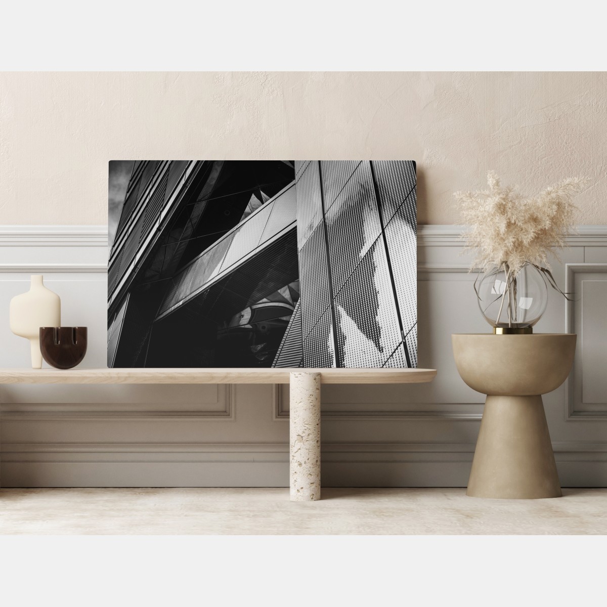 Obraz na płótnie geometryczna fasada w monochromie – Wallissimo®