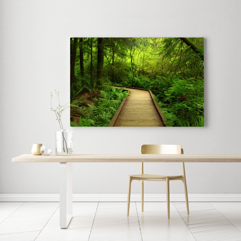 Obraz na płótnie spokojna zielona kładka leśna – Wallissimo® Obraz na płótnie spokojna zielona kładka leśna – Wallissimo®