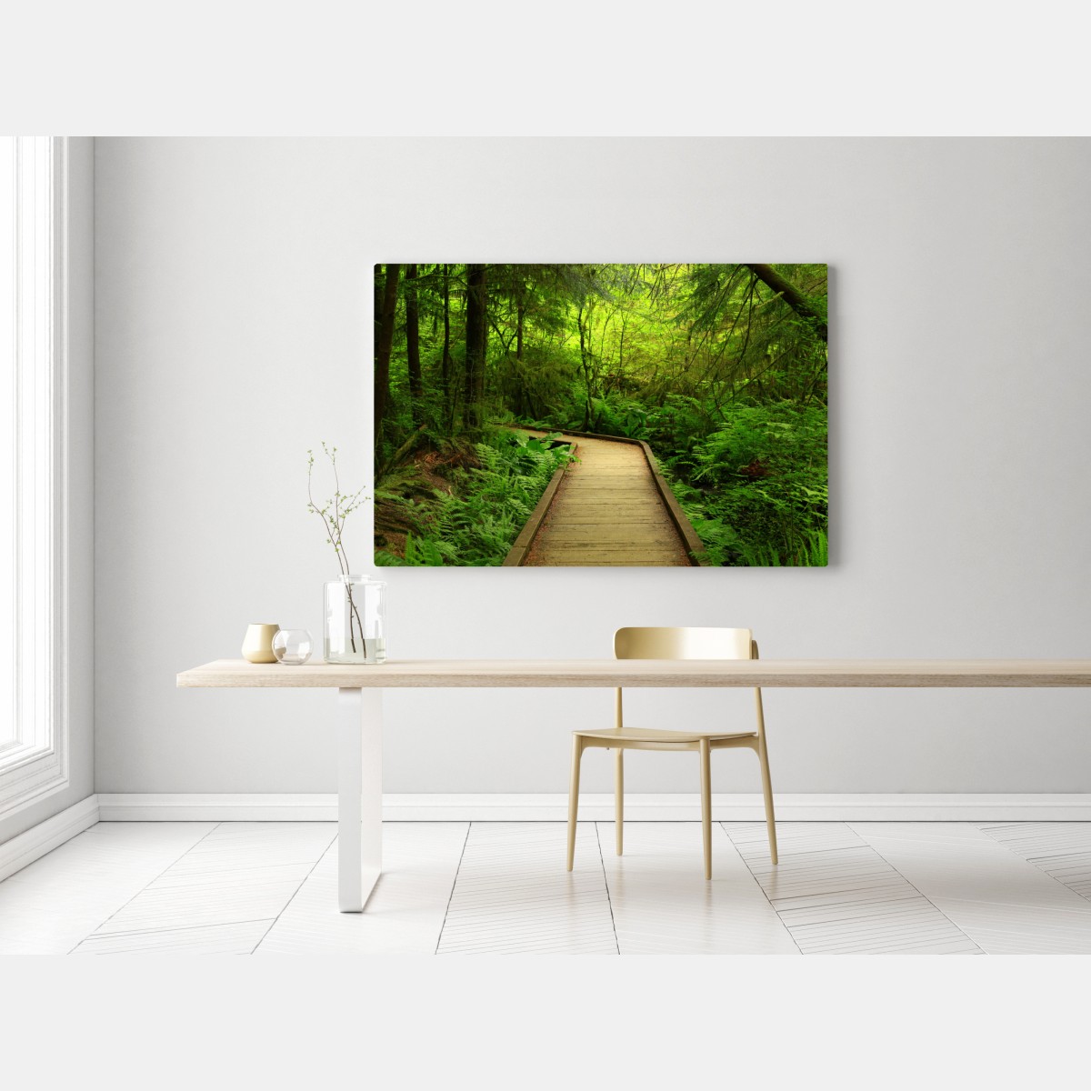 Obraz na płótnie spokojna zielona kładka leśna – Wallissimo® Obraz na płótnie spokojna zielona kładka leśna – Wallissimo®