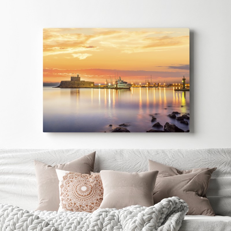 Obraz na płótnie twierdza Agios Nikolaos w porcie Mandraki, Rodos