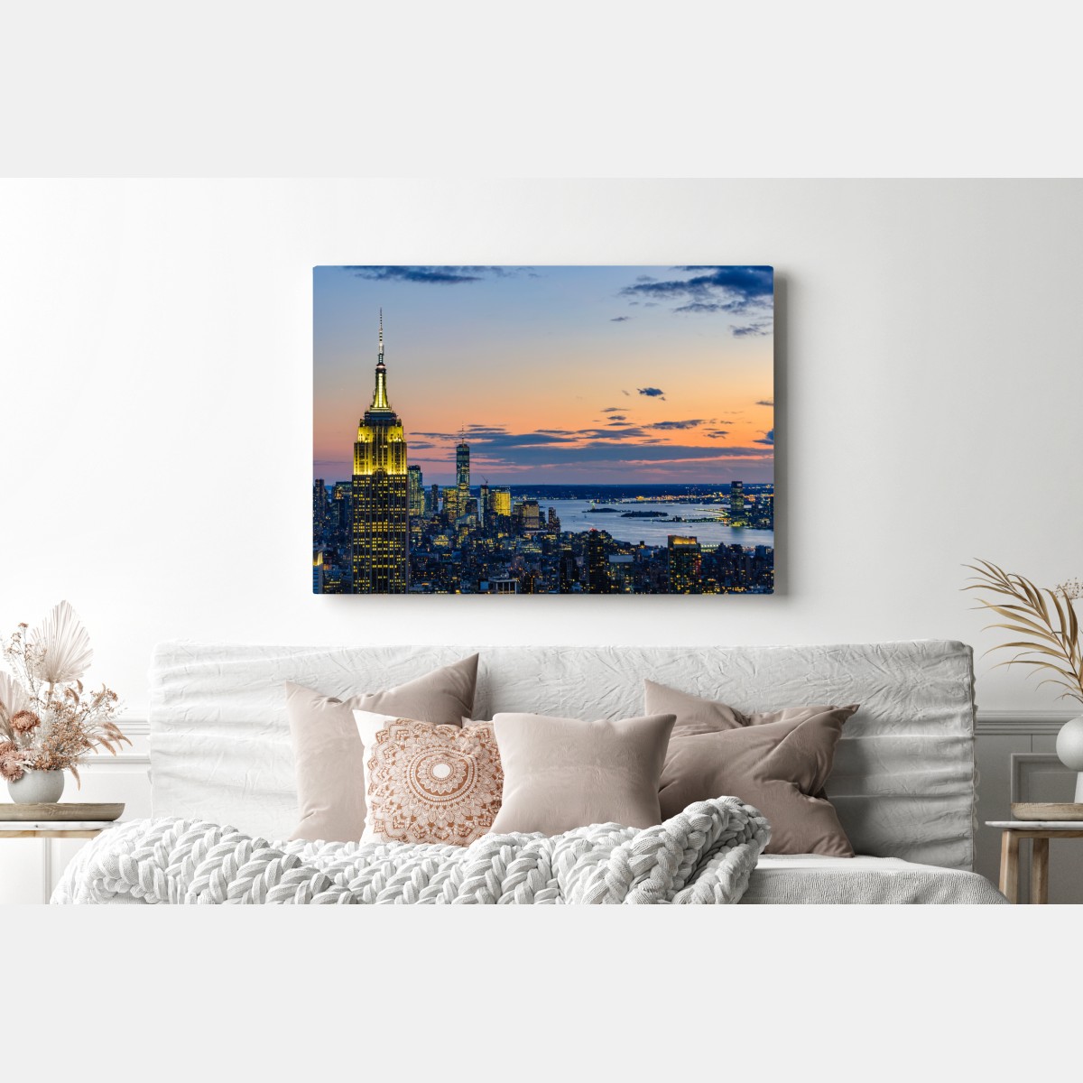 Obraz na płótnie panorama Nowego Jorku o zmierzchu – Wallissimo® Obraz na płótnie panorama Nowego Jorku o zmierzchu – Wallissimo®