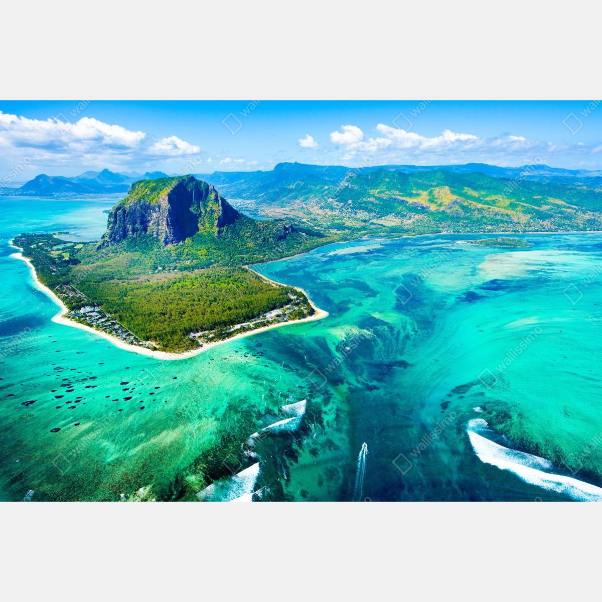 Obraz na płótnie turkusowa laguna z lotu ptaka, Mauritius – Wallissimo® Obraz na płótnie turkusowa laguna z lotu ptaka, Mauritius – Wallissimo®