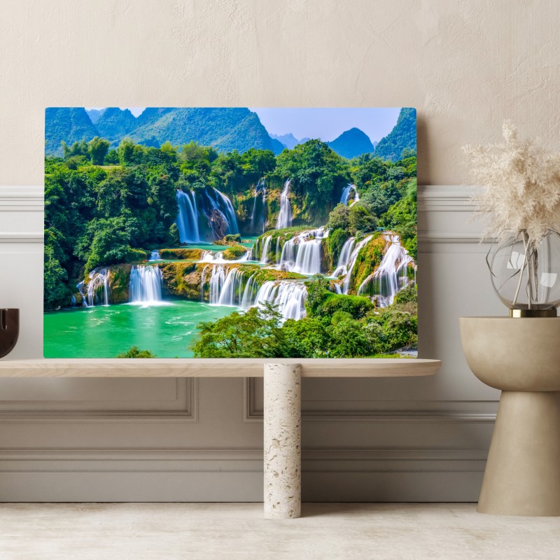 Obraz na płótnie szmaragdowe kaskady wodospadów – Wallissimo® Obraz na płótnie szmaragdowe kaskady wodospadów – Wallissimo®