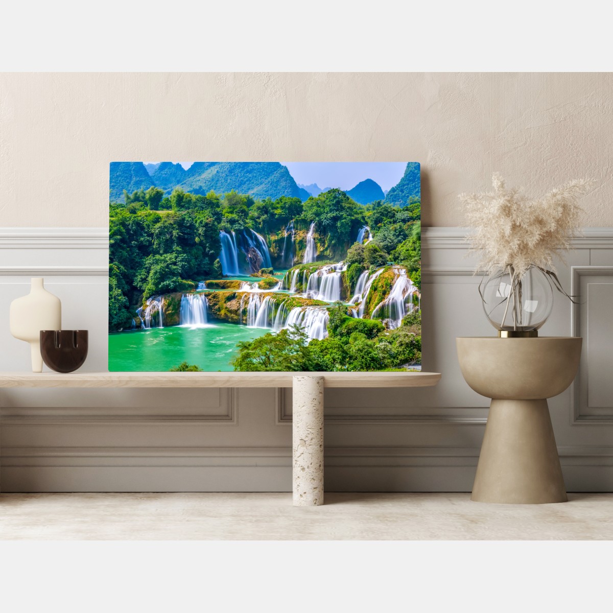 Obraz na płótnie szmaragdowe kaskady wodospadów – Wallissimo® Obraz na płótnie szmaragdowe kaskady wodospadów – Wallissimo®