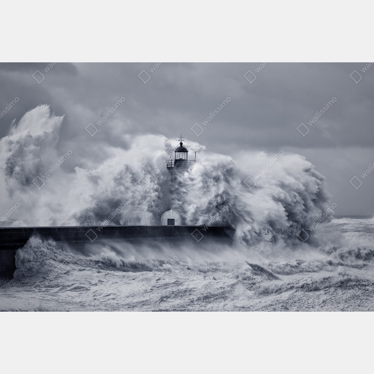 Obraz na płótnie latarnia morska pochłonięta przez fale – Wallissimo® Obraz na płótnie latarnia morska pochłonięta przez fale – Wallissimo®