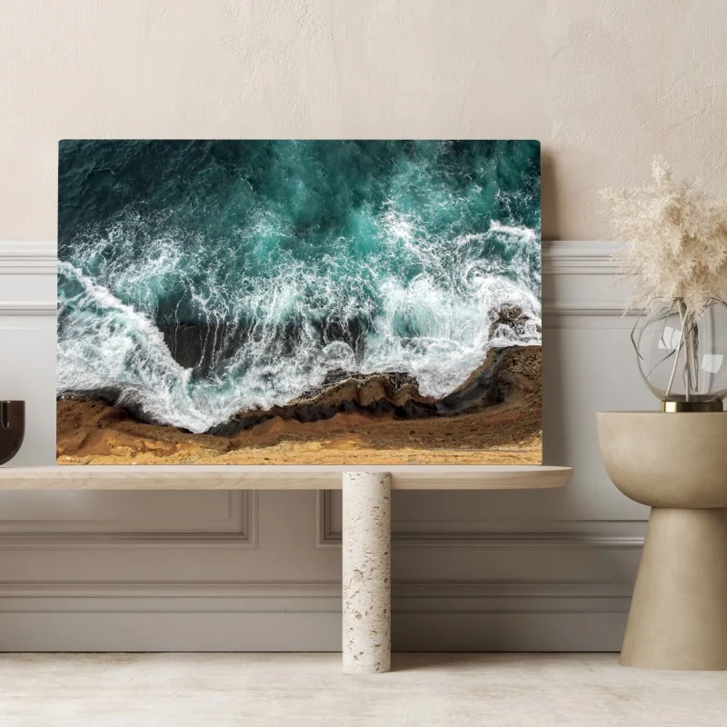 Obraz na płótnie turkusowe wybrzeże z lotu ptaka z rozbijającymi się falami – Wallissimo® Obraz na płótnie turkusowe wybrzeże z lotu ptaka z rozbijającymi się falami – Wallissimo®