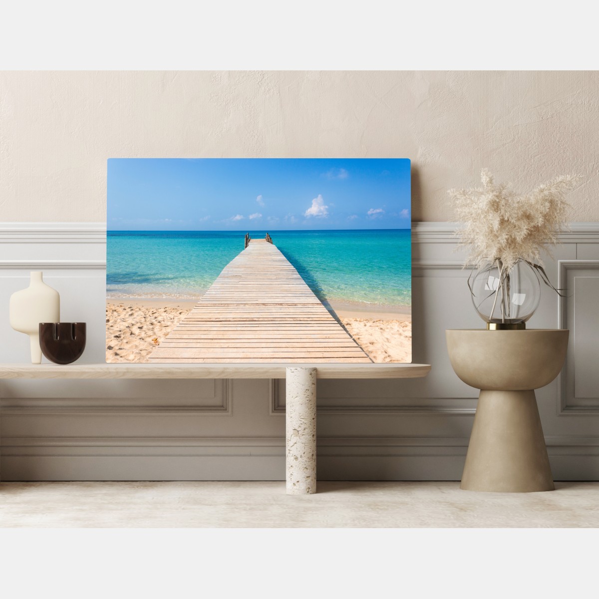 Obraz na płótnie drewniany pomost nad turkusowym morzem – Wallissimo® Obraz na płótnie drewniany pomost nad turkusowym morzem – Wallissimo®