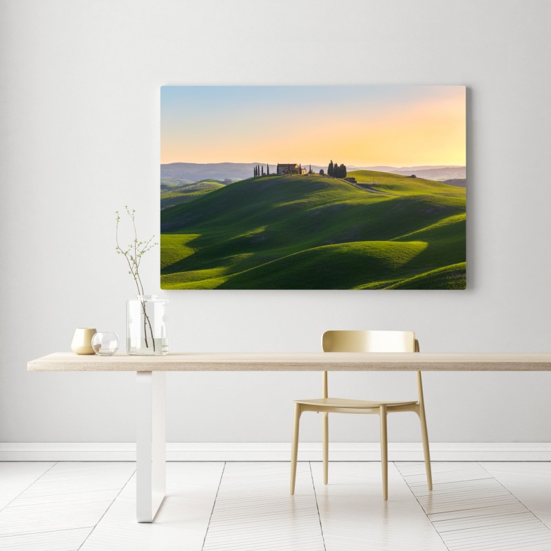 Obraz na płótnie gospodarstwo na zielonych wzgórzach, Crete Senesi – Wallissimo® Obraz na płótnie gospodarstwo na zielonych wzgórzach, Crete Senesi – Wallissimo®