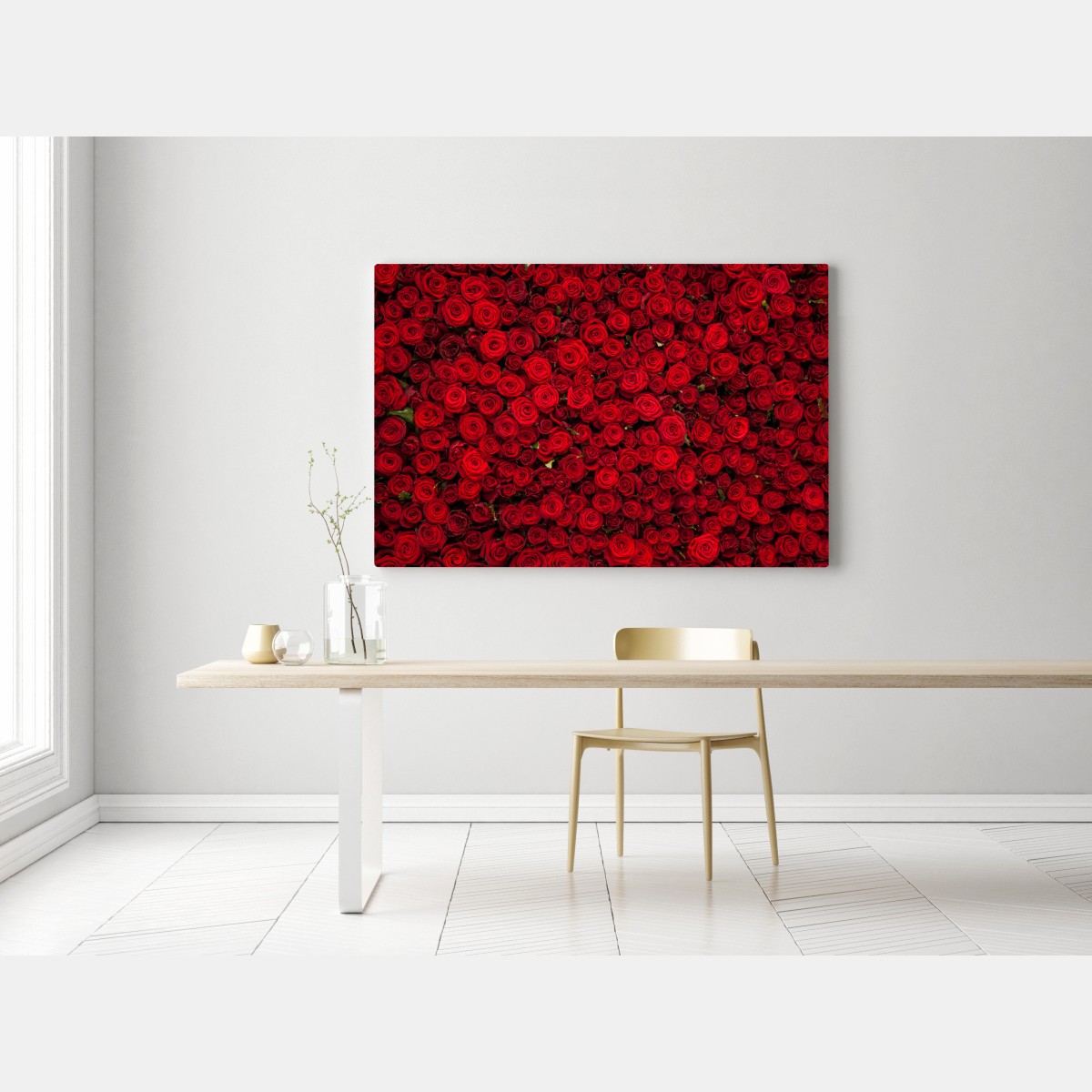 Obraz na płótnie nieskończona ściana czerwonych róż – Wallissimo® Obraz na płótnie nieskończona ściana czerwonych róż – Wallissimo®