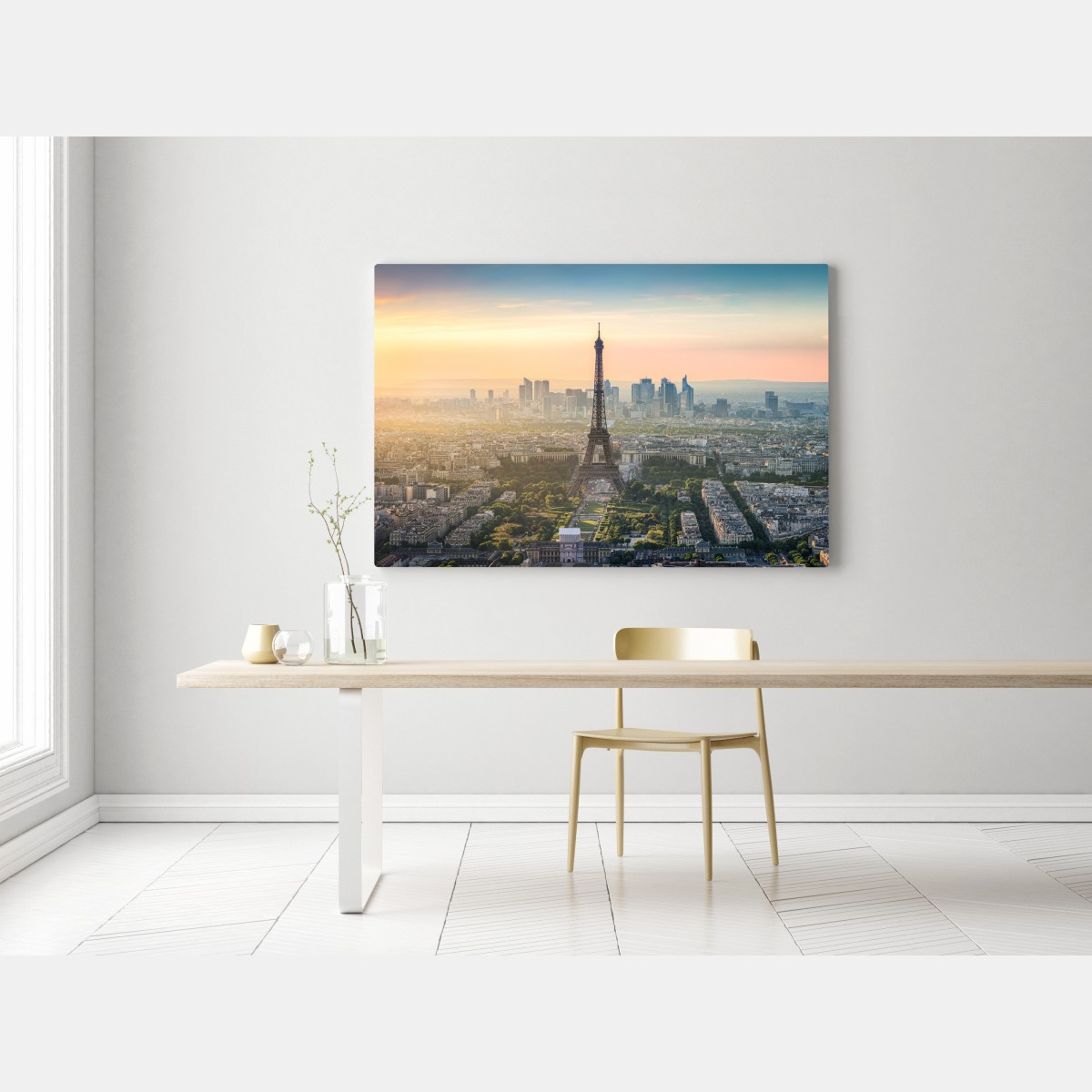 Obraz na płótnie Paryż panorama o zachodzie słońca z Wieżą Eiffla – Wallissimo® Obraz na płótnie Paryż panorama o zachodzie słońca z Wieżą Eiffla – Wallissimo®