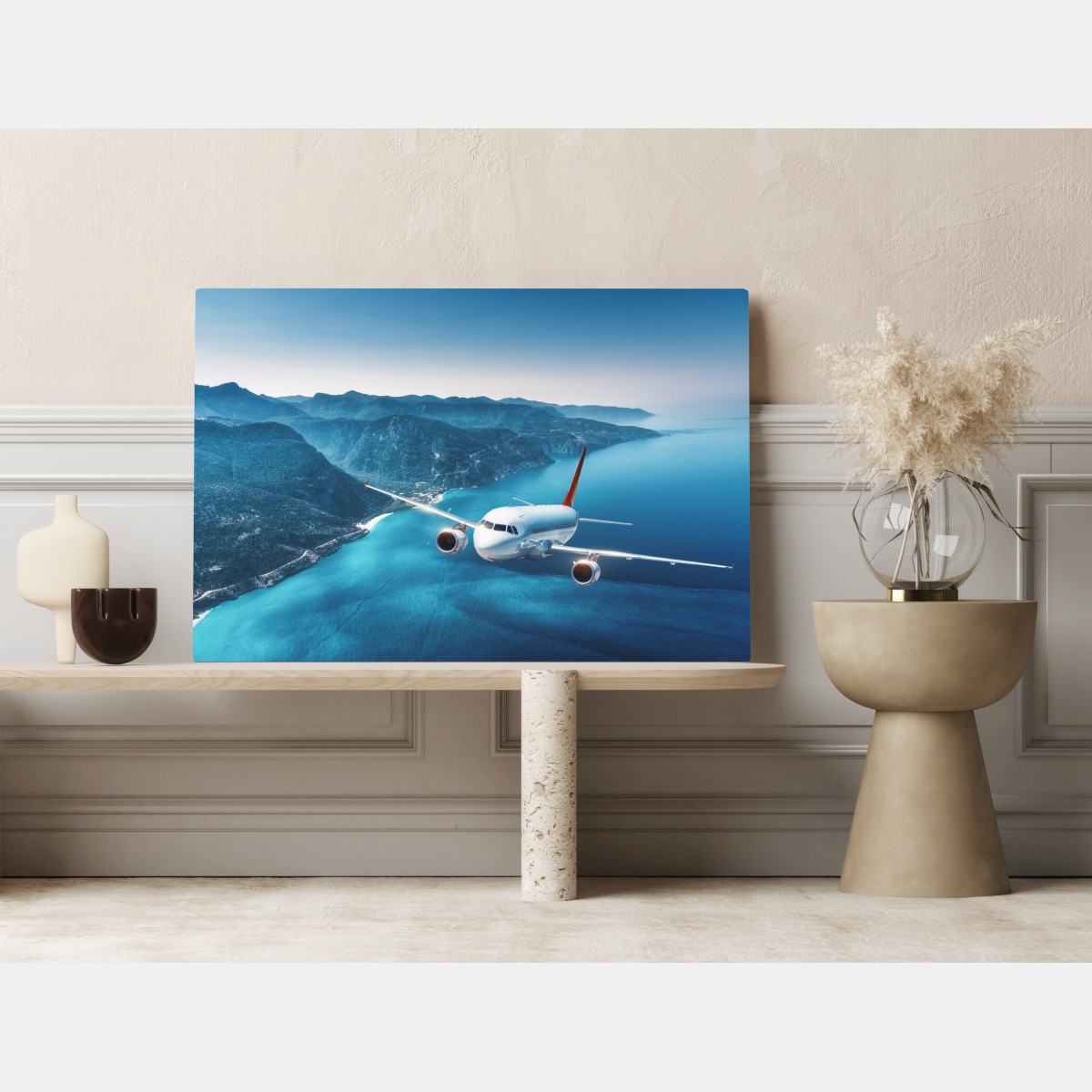 Obraz na płótnie lot nad wybrzeżem i turkusowym morzem – Wallissimo® Obraz na płótnie lot nad wybrzeżem i turkusowym morzem – Wallissimo®
