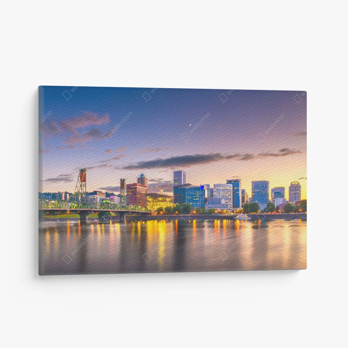 Obraz na płótnie Portland panorama miasta o zmierzchu nad rzeką Willamette – Wallissimo® Obraz na płótnie Portland panorama miasta o zmierzchu nad rzeką Willamette – Wallissimo®
