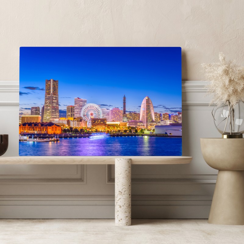 Obraz na płótnie Yokohama panorama miasta o zmierzchu – Wallissimo® Obraz na płótnie Yokohama panorama miasta o zmierzchu – Wallissimo®