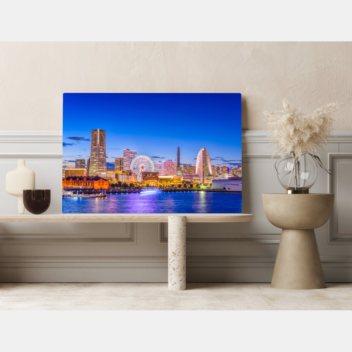 Obraz na płótnie Yokohama panorama miasta o zmierzchu – Wallissimo® Obraz na płótnie Yokohama panorama miasta o zmierzchu – Wallissimo®