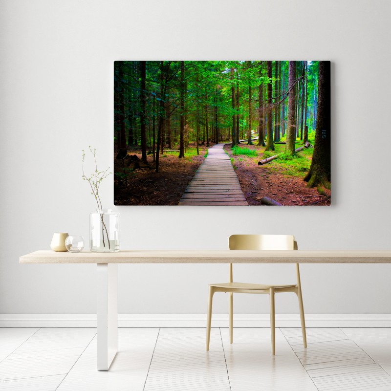 Obraz na płótnie spokojna leśna kładka – Wallissimo® Obraz na płótnie spokojna leśna kładka – Wallissimo®