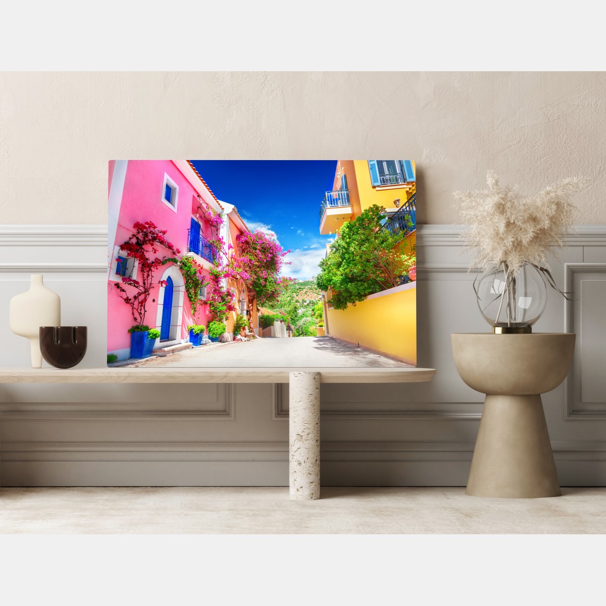 Obraz na płótnie kolorowa uliczka na Kefalonii – Wallissimo® Obraz na płótnie kolorowa uliczka na Kefalonii – Wallissimo®