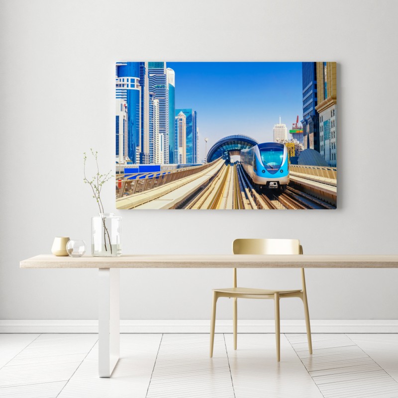 Obraz na płótnie miejski pociąg metra w słońcu – Wallissimo® Obraz na płótnie miejski pociąg metra w słońcu – Wallissimo®