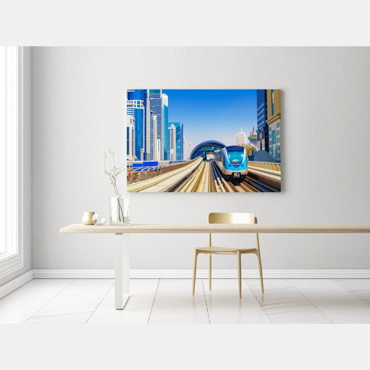 Obraz na płótnie miejski pociąg metra w słońcu – Wallissimo® Obraz na płótnie miejski pociąg metra w słońcu – Wallissimo®