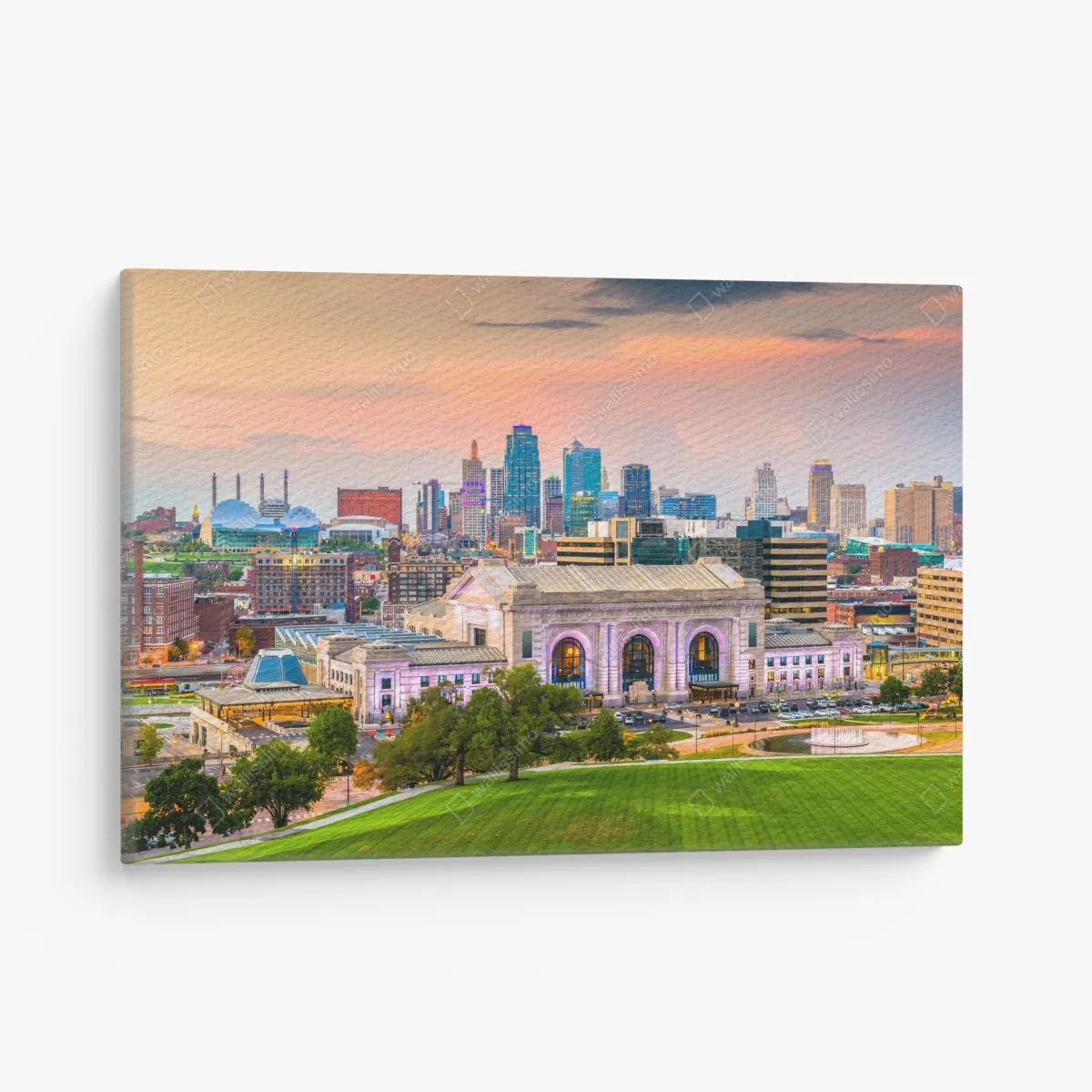 Obraz na płótnie Kansas City panorama o zmierzchu – Wallissimo® Obraz na płótnie Kansas City panorama o zmierzchu – Wallissimo®