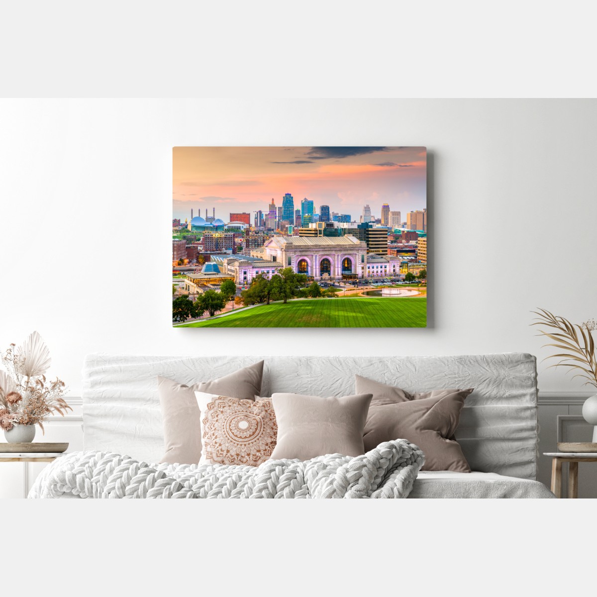 Obraz na płótnie Kansas City panorama o zmierzchu – Wallissimo® Obraz na płótnie Kansas City panorama o zmierzchu – Wallissimo®