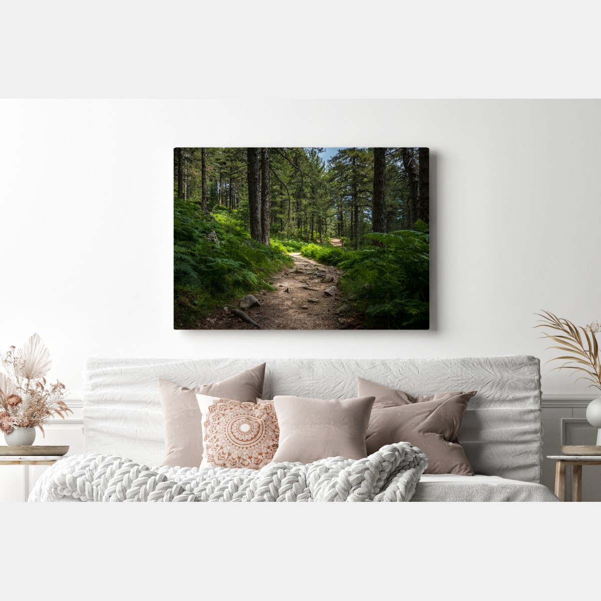 Obraz na płótnie spokojna ścieżka leśna wśród bujnej zieleni – Wallissimo® Obraz na płótnie spokojna ścieżka leśna wśród bujnej zieleni – Wallissimo®
