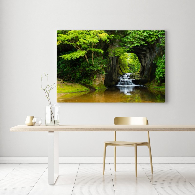 Obraz na płótnie ukryty wodospad w skalnym łuku – Wallissimo® Obraz na płótnie ukryty wodospad w skalnym łuku – Wallissimo®