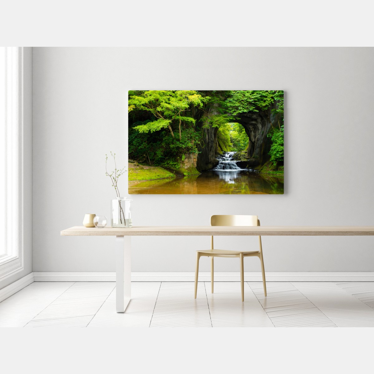 Obraz na płótnie ukryty wodospad w skalnym łuku – Wallissimo® Obraz na płótnie ukryty wodospad w skalnym łuku – Wallissimo®